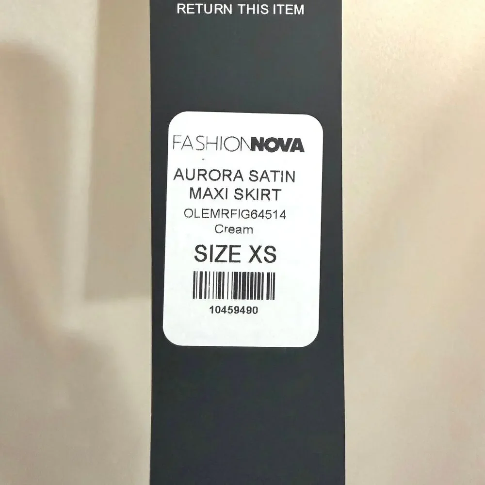 NWT FASHION NOVA satin maxi skirt cream size XS